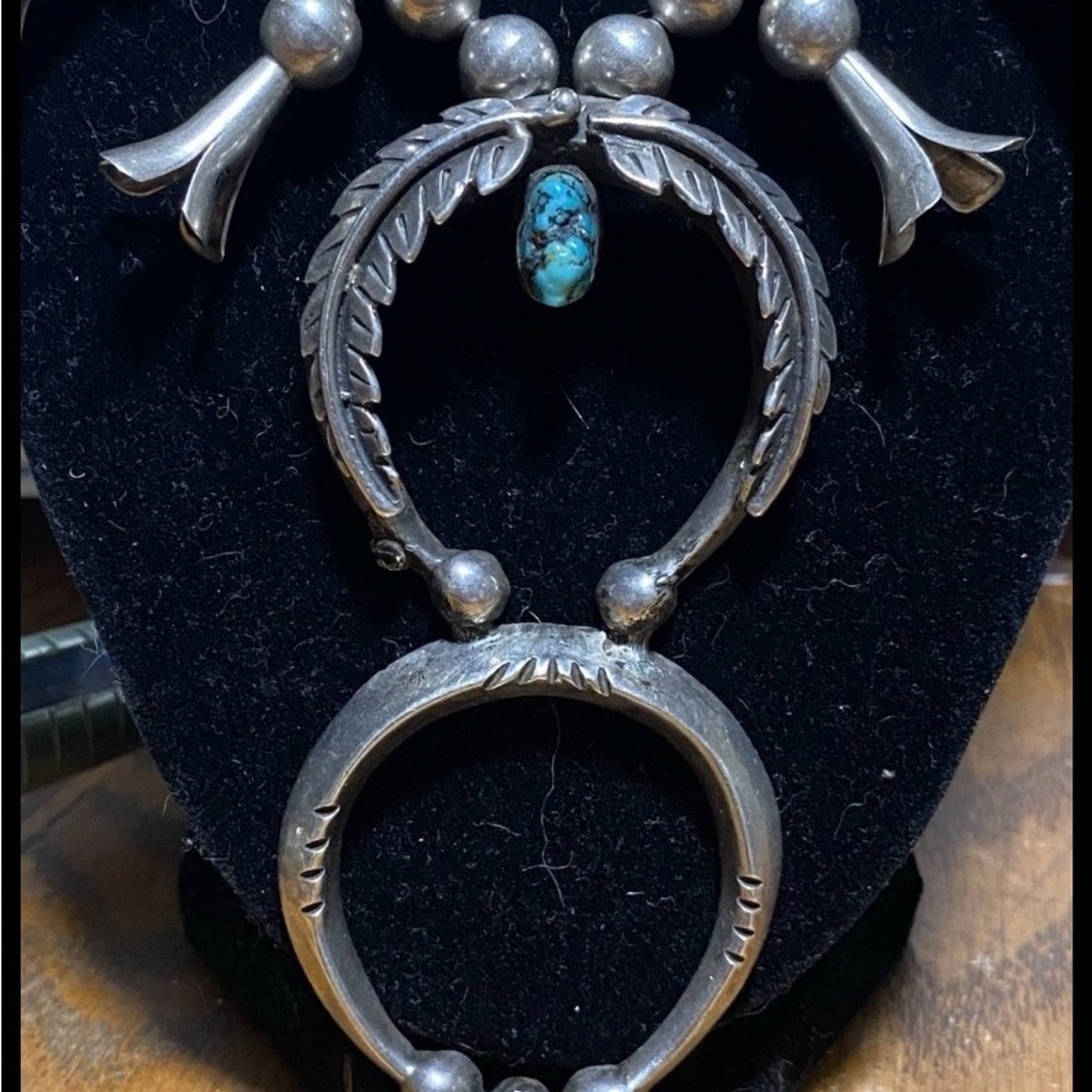 Squash blossom double Naja Turquoise and Sterling silver Navajo/Dine nation